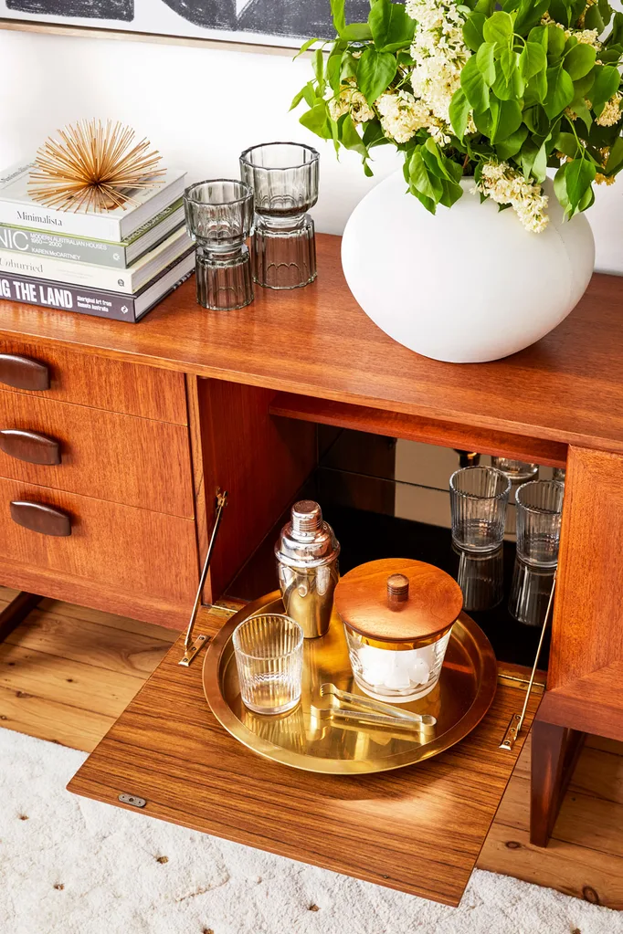 RESTORED MID CENTURY WOODEN SIDEBOARD