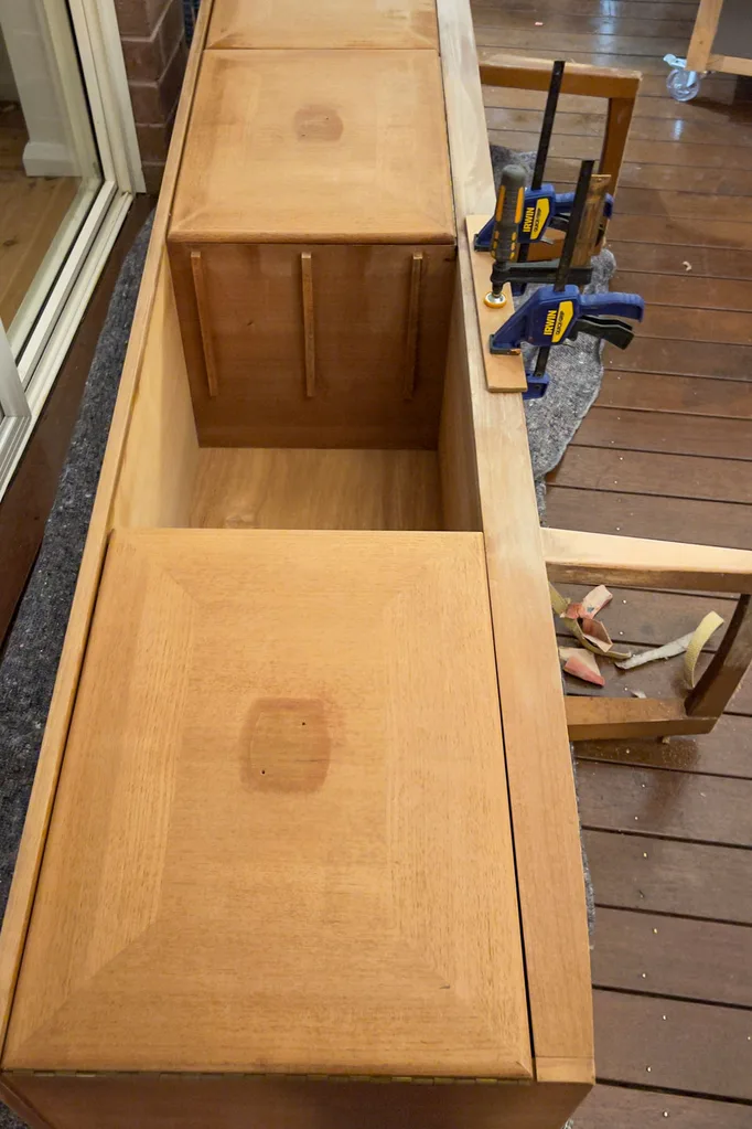 restoring mid century modern side board step 4