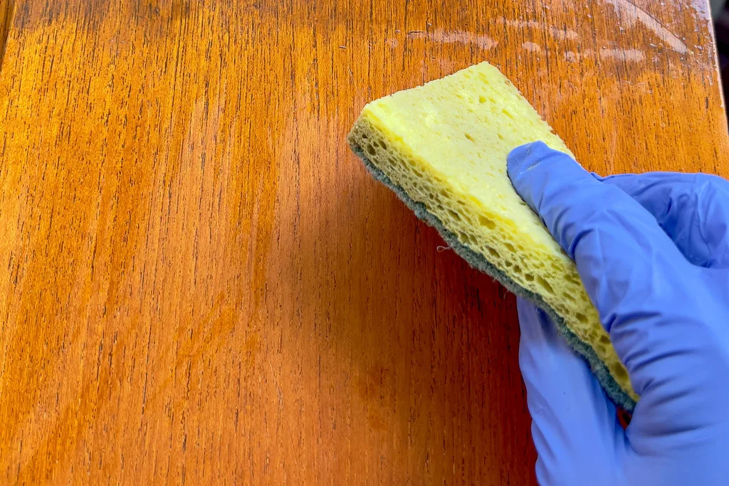restoring mid centrury wood furniture step 2