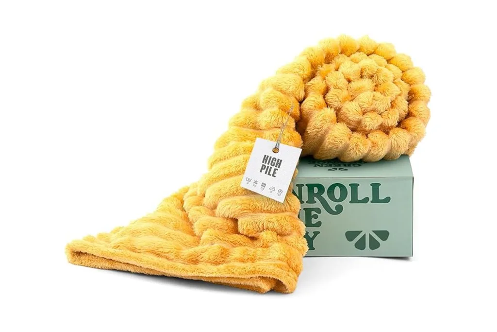 green orange sherpa blanket