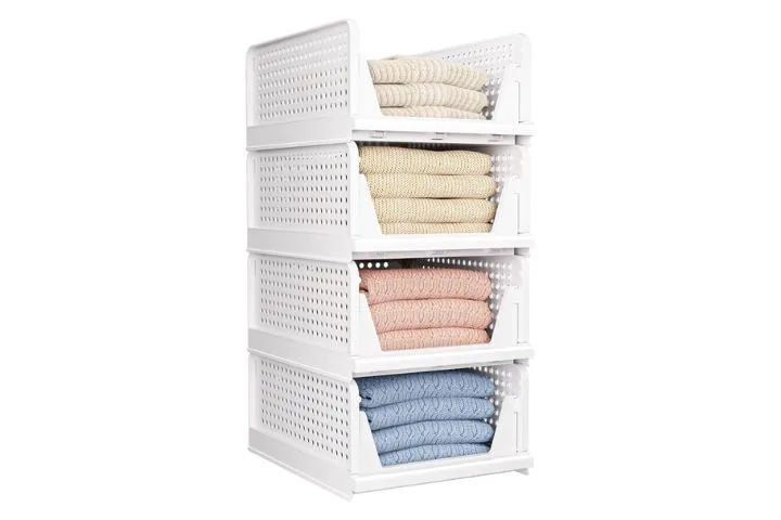 Folding closet organizer storage box