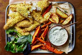 easter fish recipes tray bake with chips