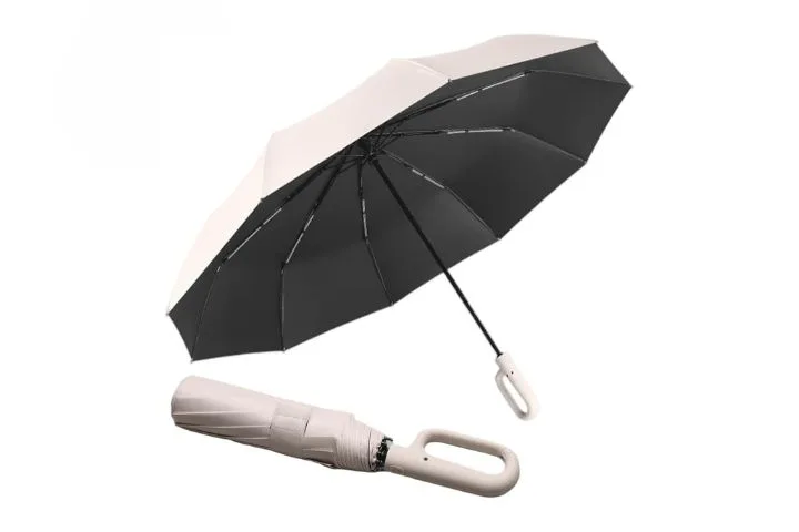 Windproof automatic beige umbrella