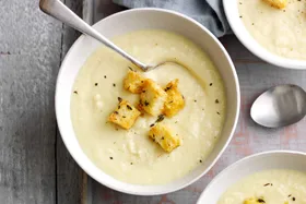 Our best-ever cauliflower soup with golden herb croutons