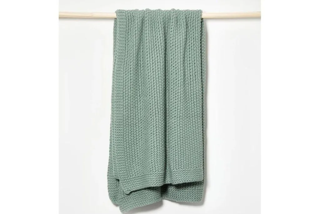 australian house and garden teal throw on hanger