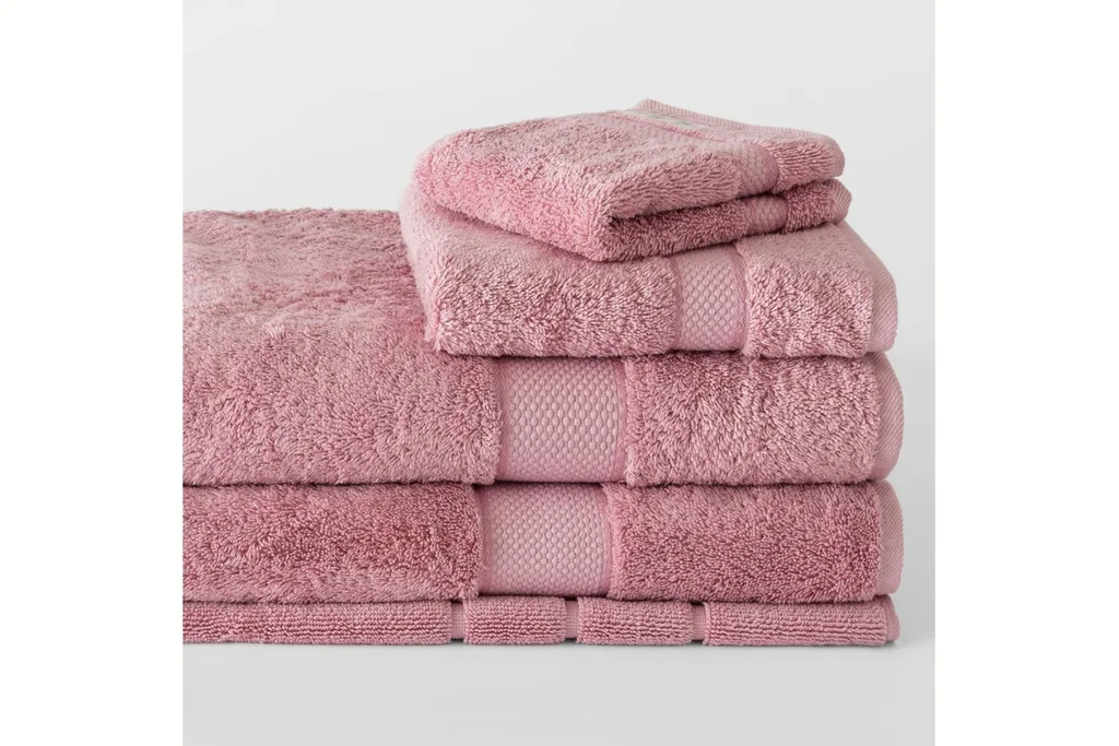 sheridan egyptian towel set stack of 5 in rosebud pink