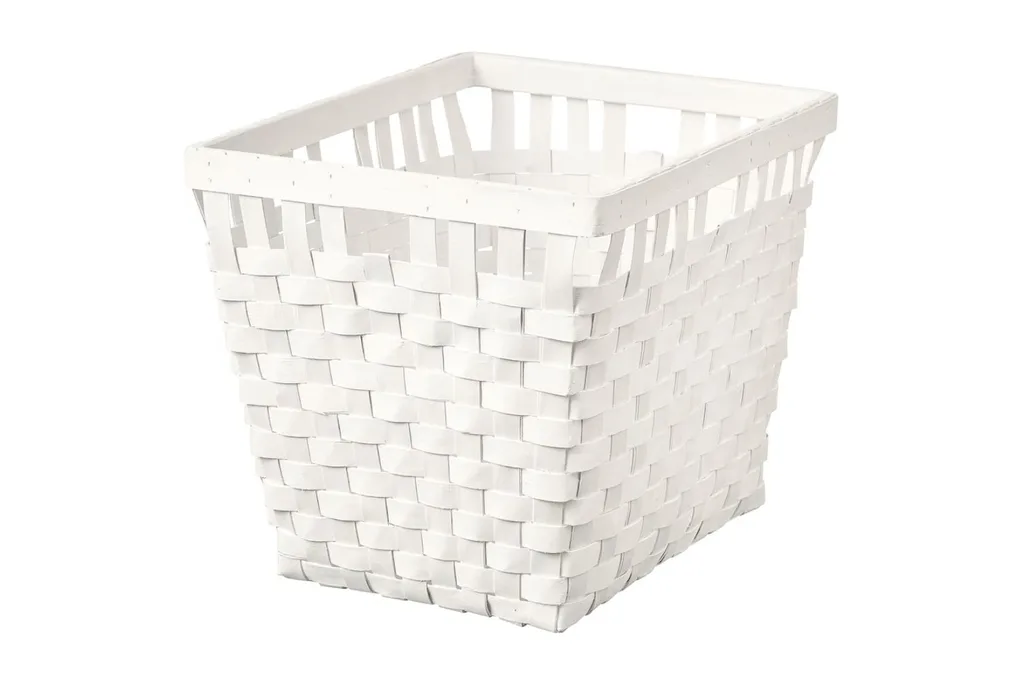 white handwoven storage basket