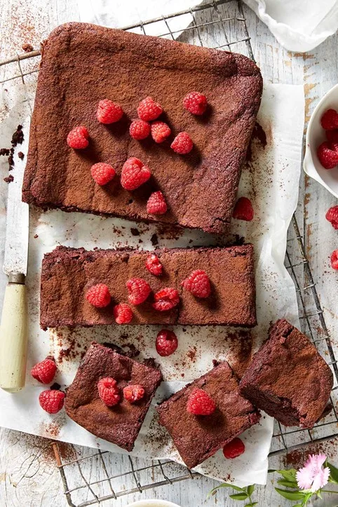 beetroot raspberry chocolate and almond cake on cooling tray