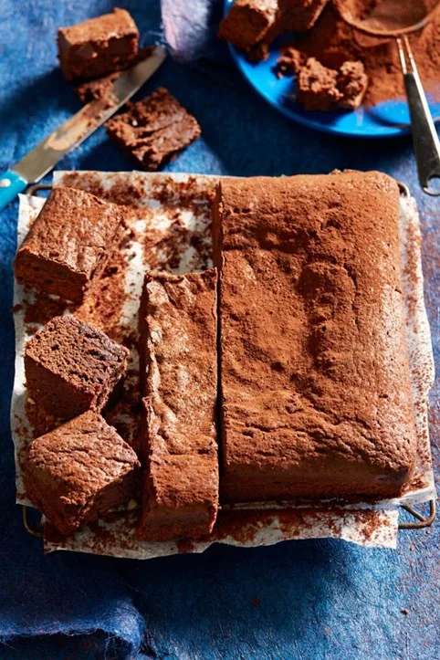 chocolate brownie cut into slices