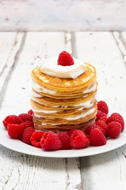 stack of fruit pancakes