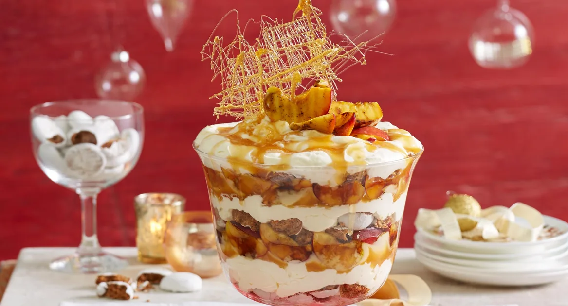 Tipsy peach and gingerbread trifle - Better Homes & Gardens Australia