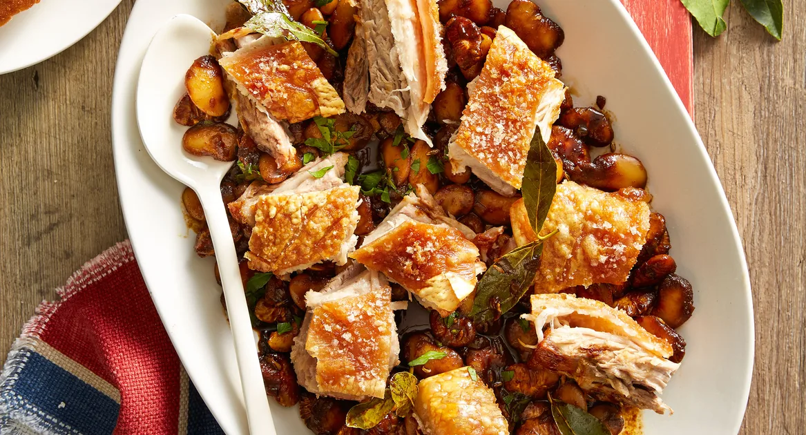 Molasses-spiked Boston beans with crispy pork belly - Better Homes & Gardens Australia