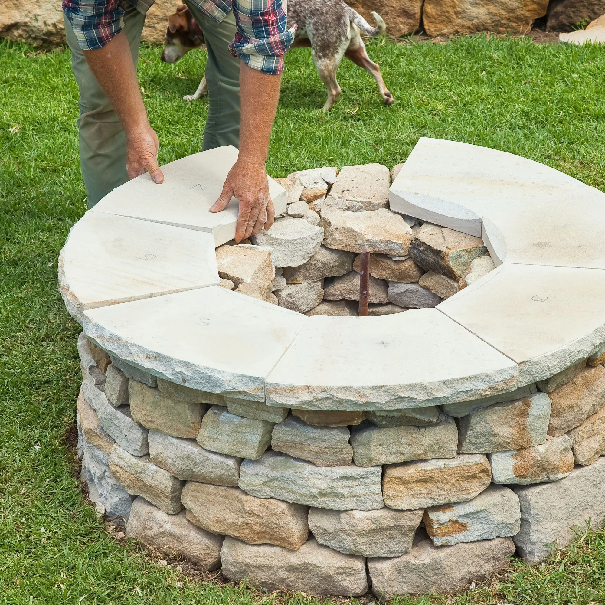 Dry stone fire pit