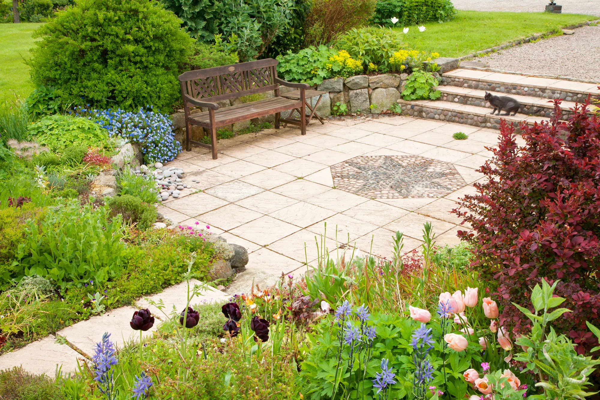 sunken garden paved