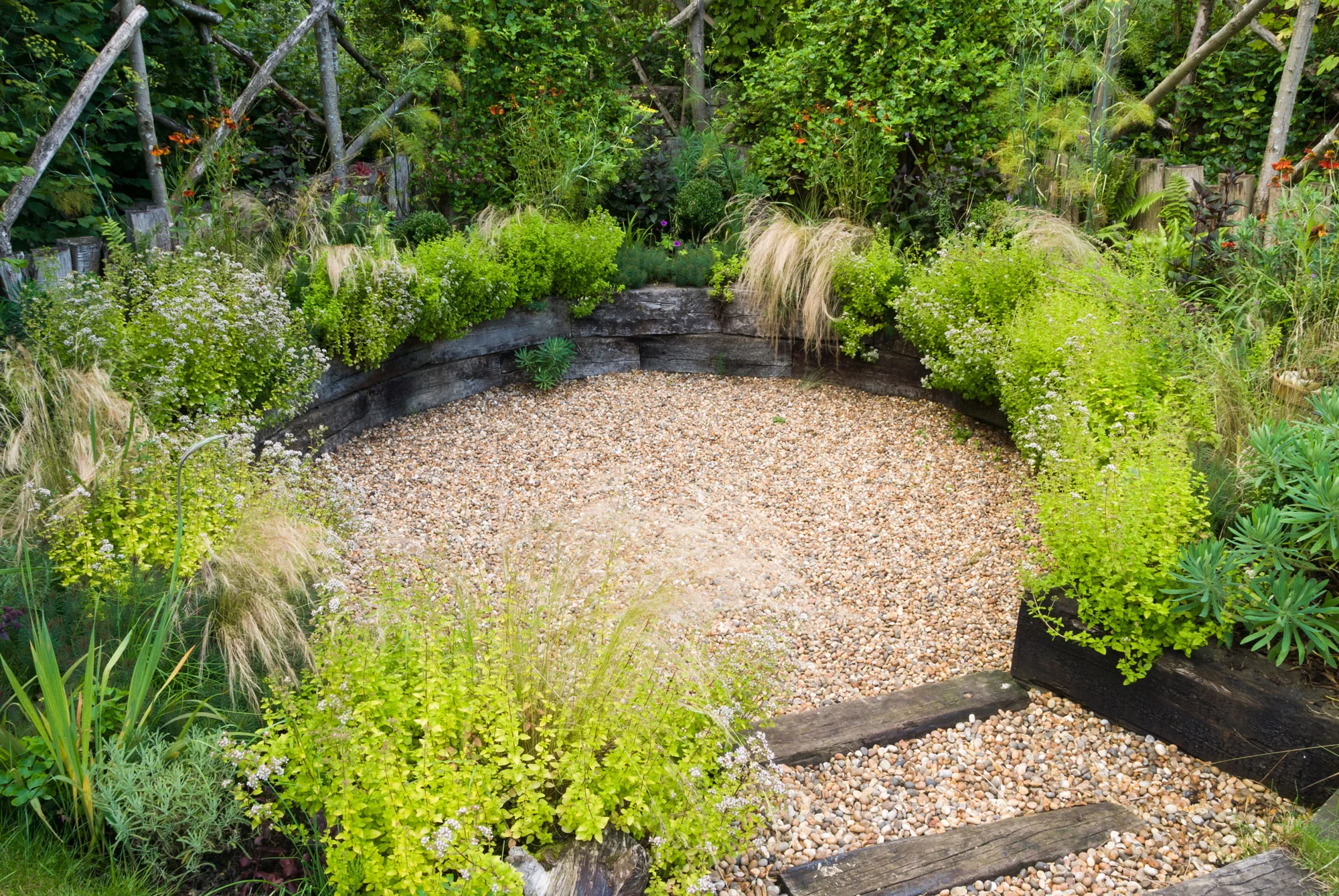sunken garden pebbles