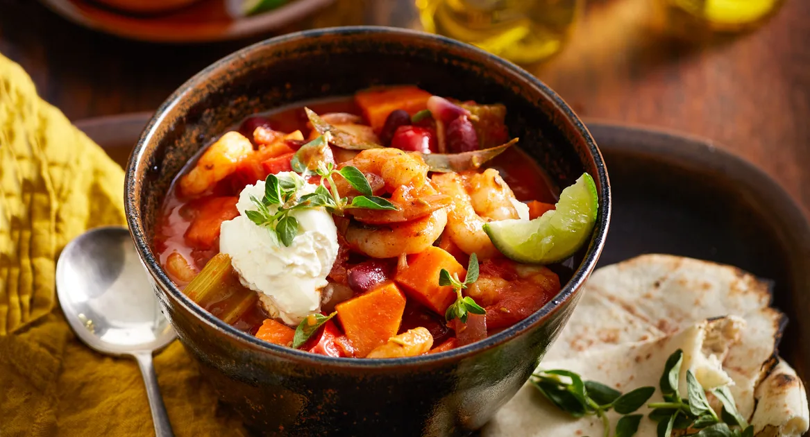 Prawn, red kidney bean and sweet potato hotpot - Better Homes & Gardens Australia