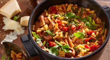 Easy step-by-step Italian beef sausage macaroni