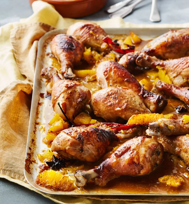 Bourbon, orange and star anise drumsticks