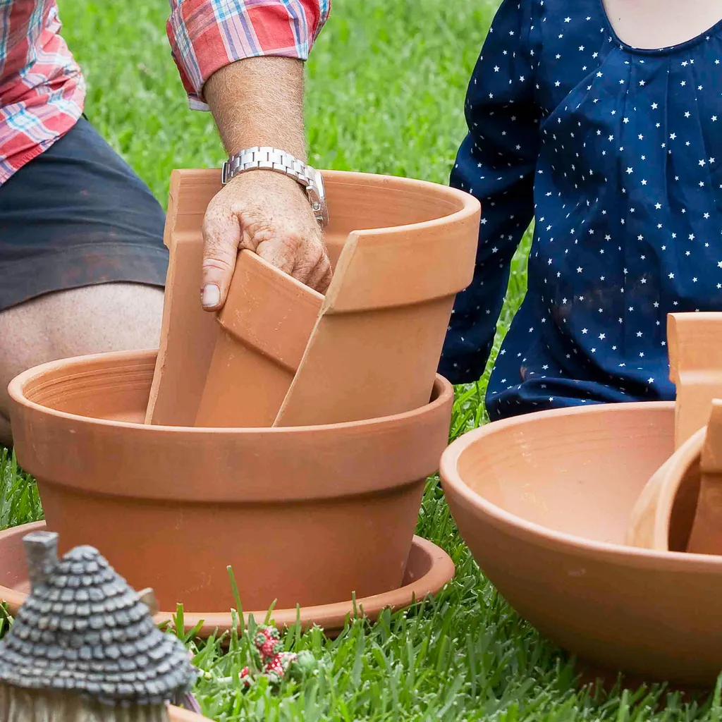 broken pot layered fairy garden step 2