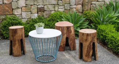 Craft some cute burnt log stools for your outdoor setting