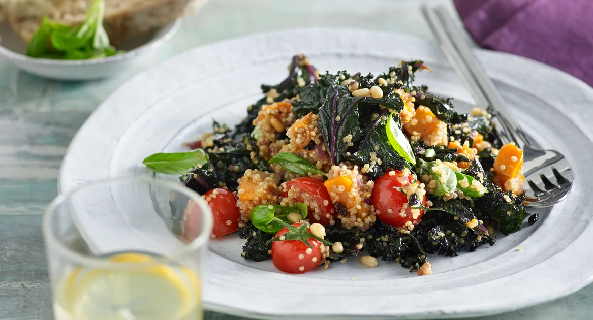 Warm kale, pumpkin and tomato salad - Better Homes & Gardens Australia