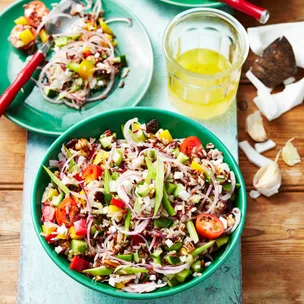 Mixed rice and garden vegetable salad
