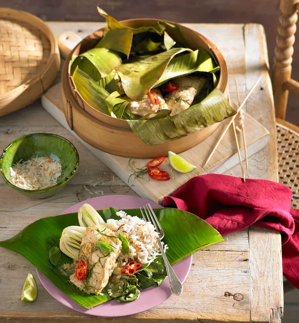 Coconut fish in a banana leaf - Better Homes & Gardens Australia