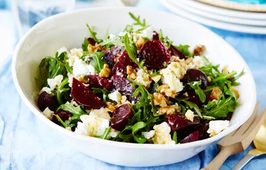 Easy beetroot, rocket and walnut summer salad