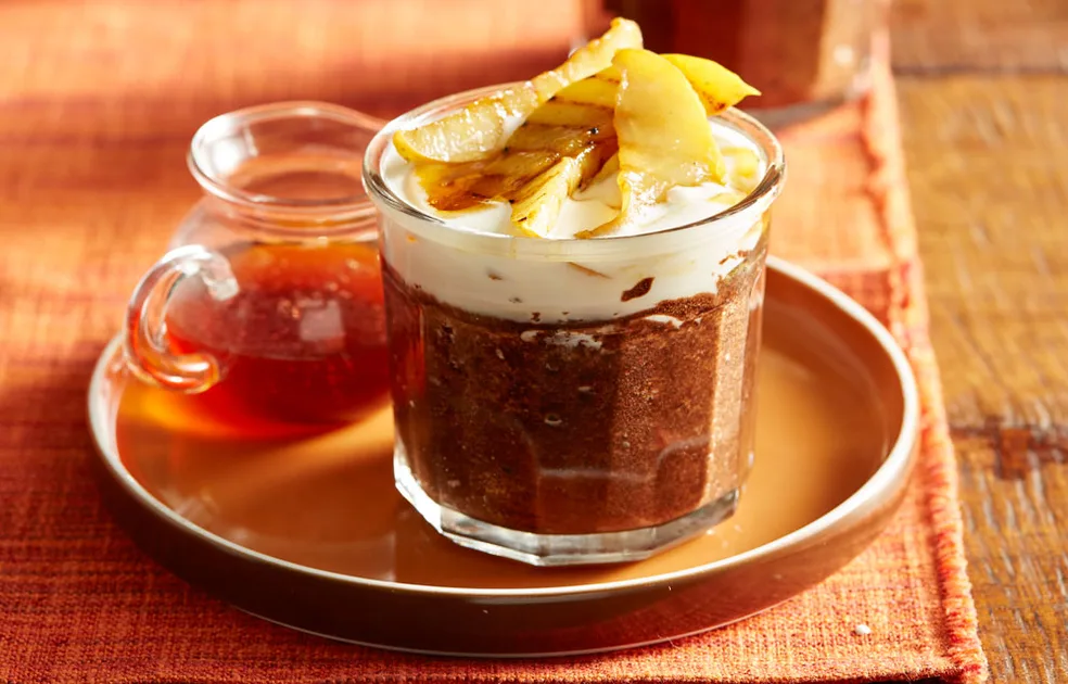 Steamed chocolate fudge puddings with whiskey cream and grilled pears - Better Homes & Gardens Austr