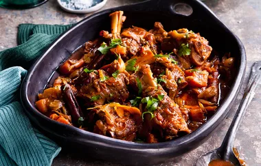 Slow-cooked lamb shanks with orange and cinnamon