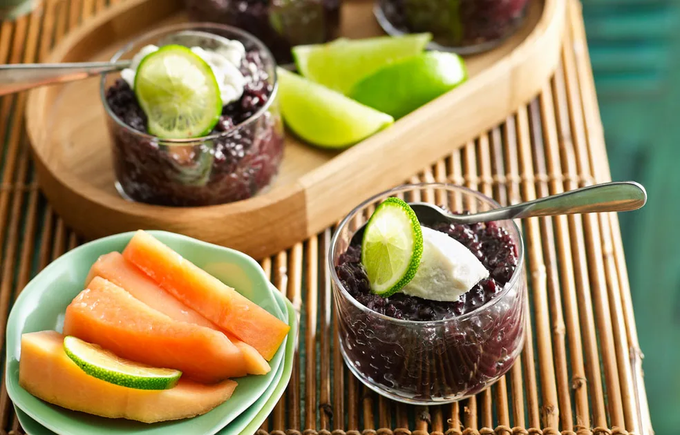 Black sticky rice with palm sugar and coconut - Better Homes & Gardens Australia