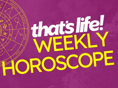 Yellow text on a dark pink background reads Weekly Hororscope