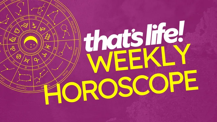 Yellow text on a dark pink background reads Weekly Hororscope