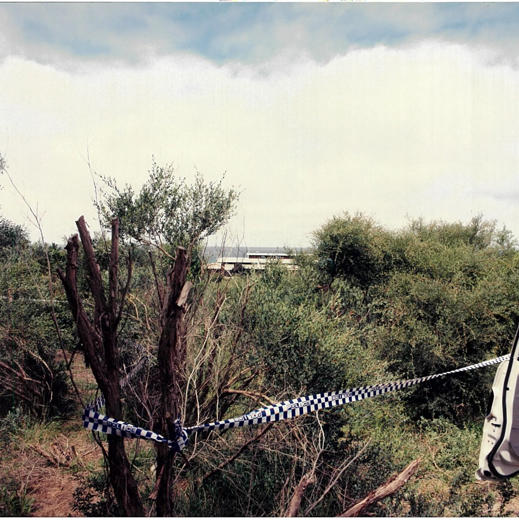 Photo of cordoned off land where body was found
