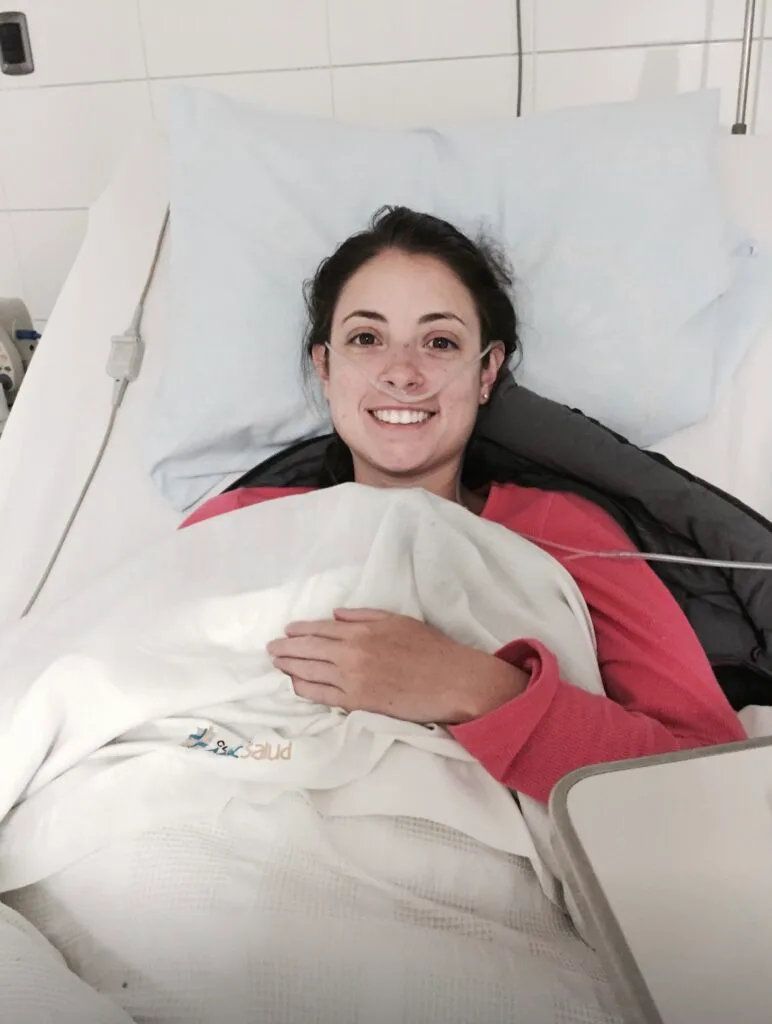 Girl in hospital bed