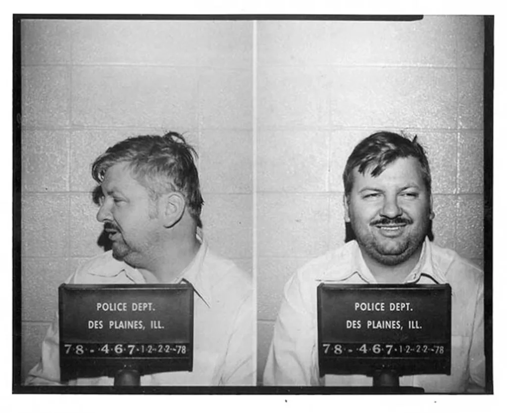 Serial killer John Wayne Gacy posed for the above Des Plaines Police Department mug shot in December 1978. (Photo by Bureau of Prisons/Getty Images)