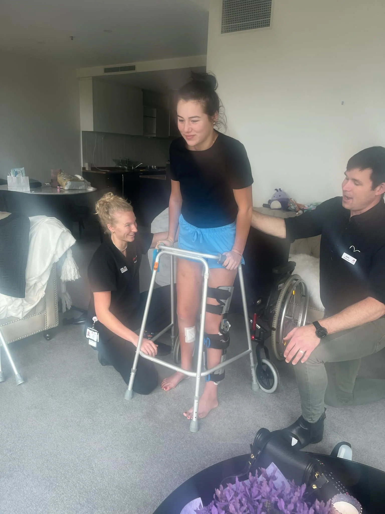 Picture of woman learning to walk again after falling seven storeys