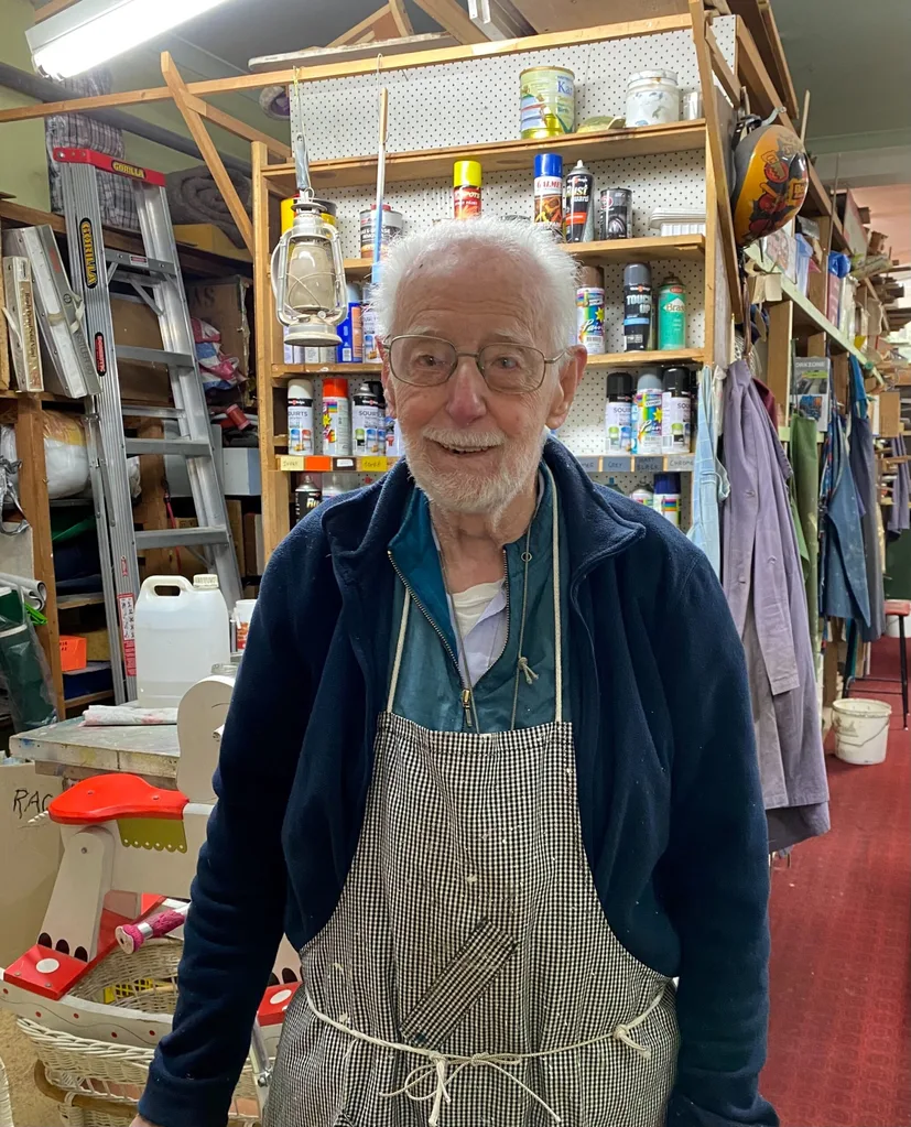 Image of 102 year old man in his workshop