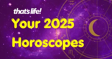 Text on purple and yellow background