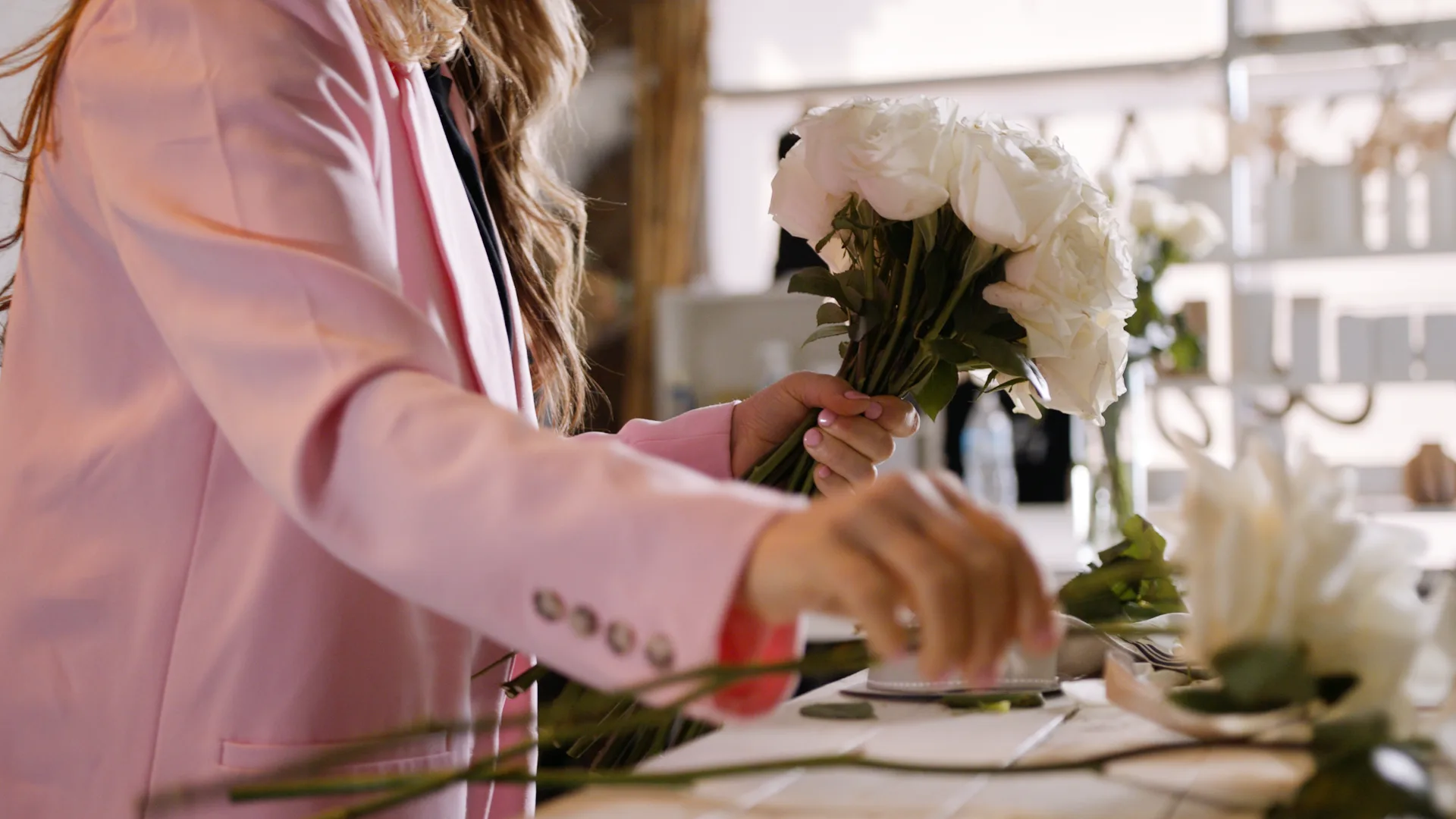 Woman working in florist