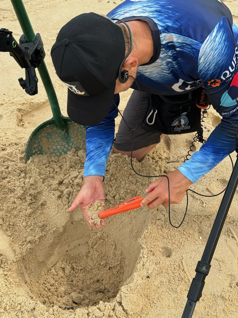 Michael treasure hunting on the beach