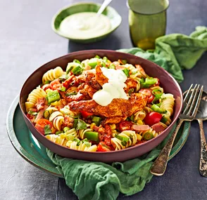 Chicken Pasta Salad with Avocado Ranch Dressing