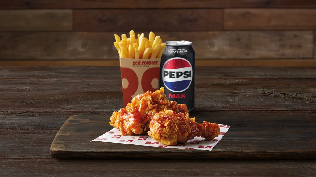 Pepsi Max, hot chips and drumsticks from Red Rooster