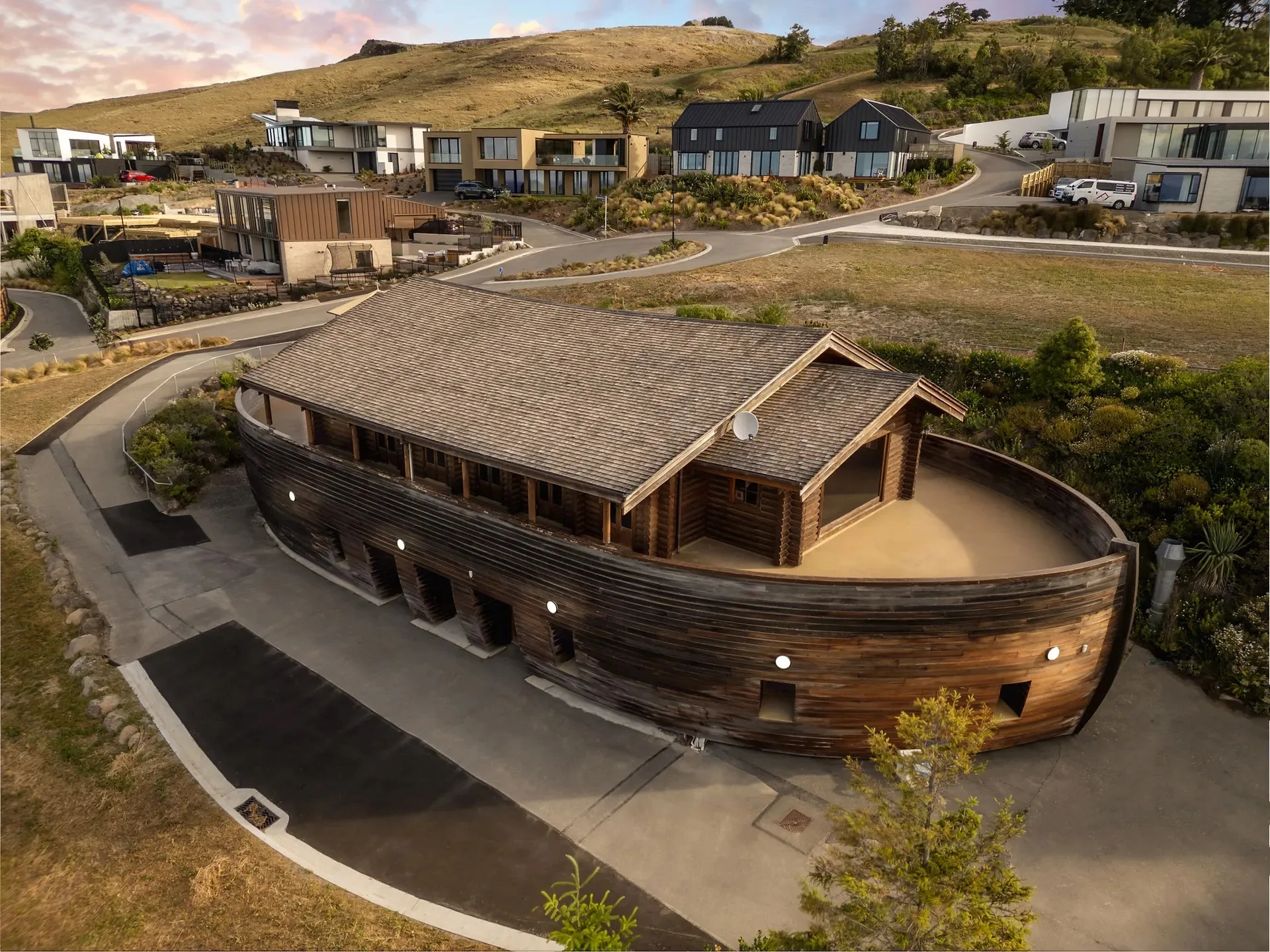 Large lifesize wooden ark outside