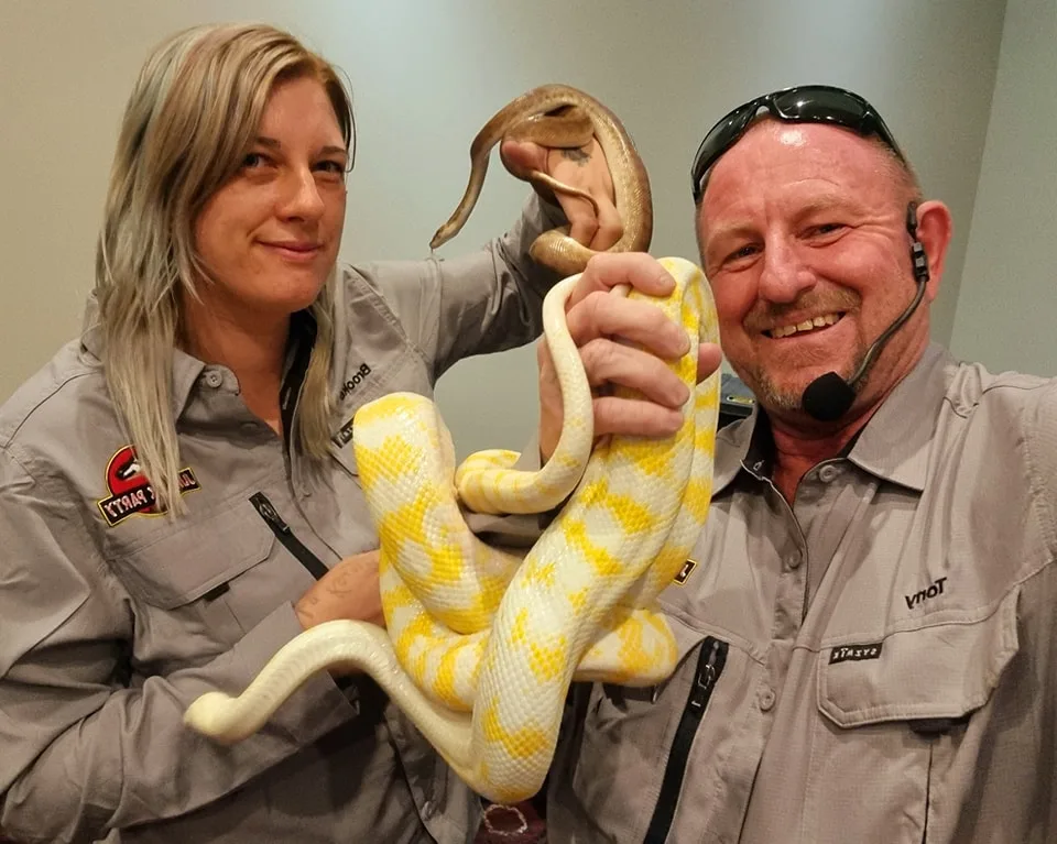 Brooke and Tony with an exotic python