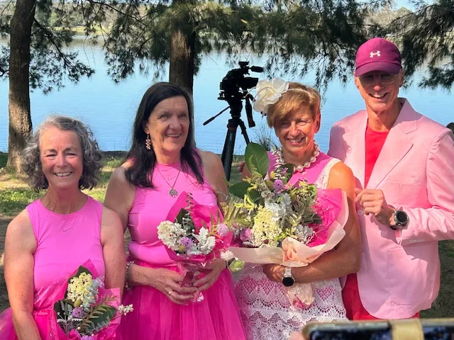 wedding party dressed in pink