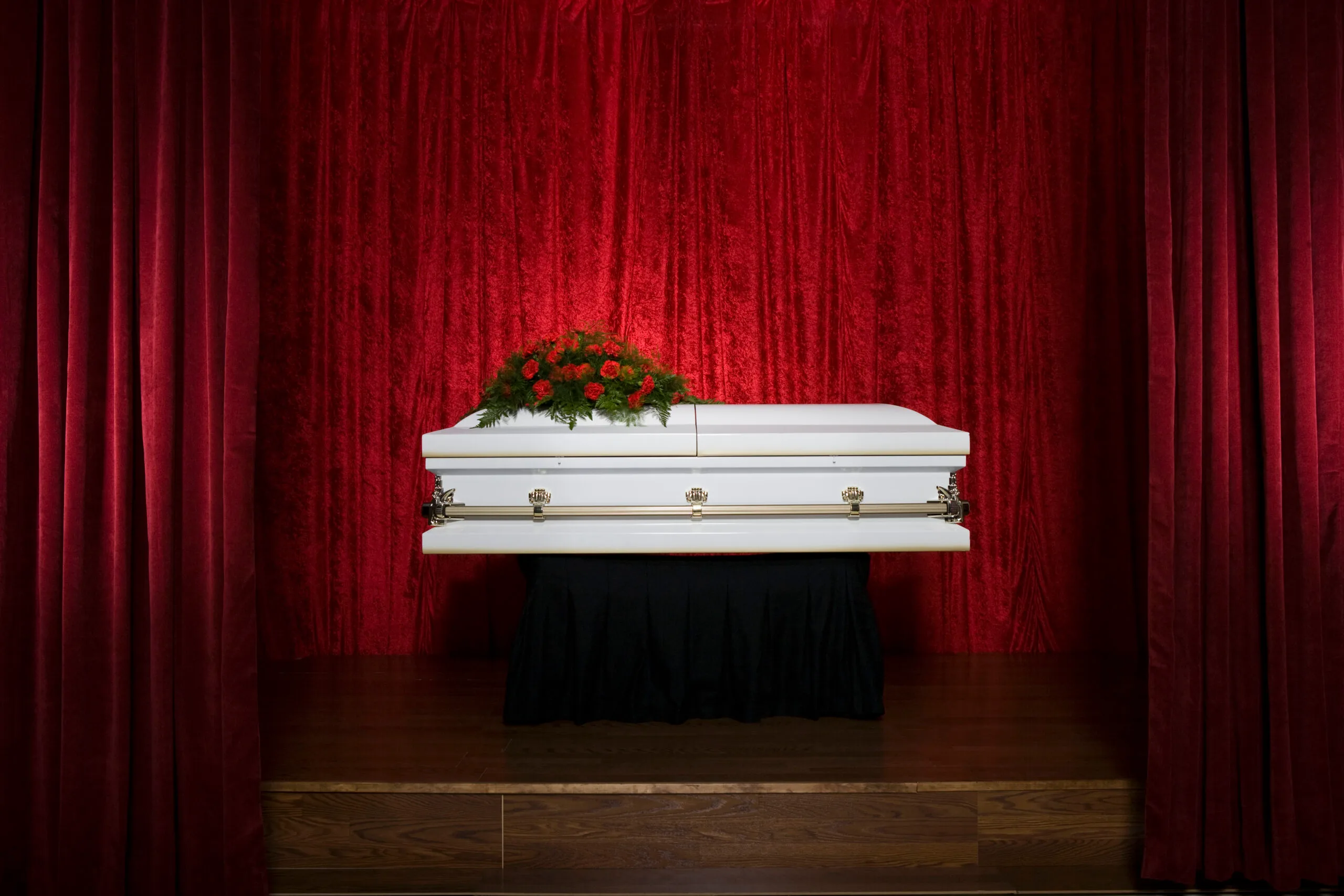 Image of a casket at a funeral