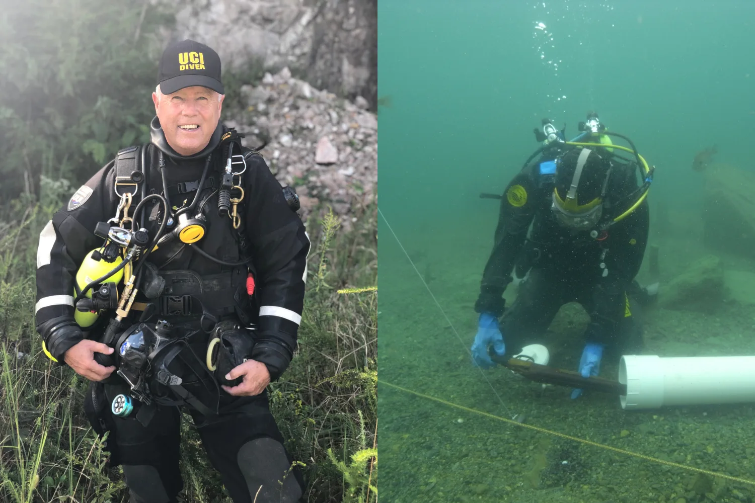 Images of underwater investigator