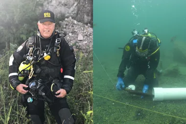 Images of underwater investigator