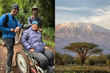 Images of woman in wheelchair climbing mount kilimanjaro